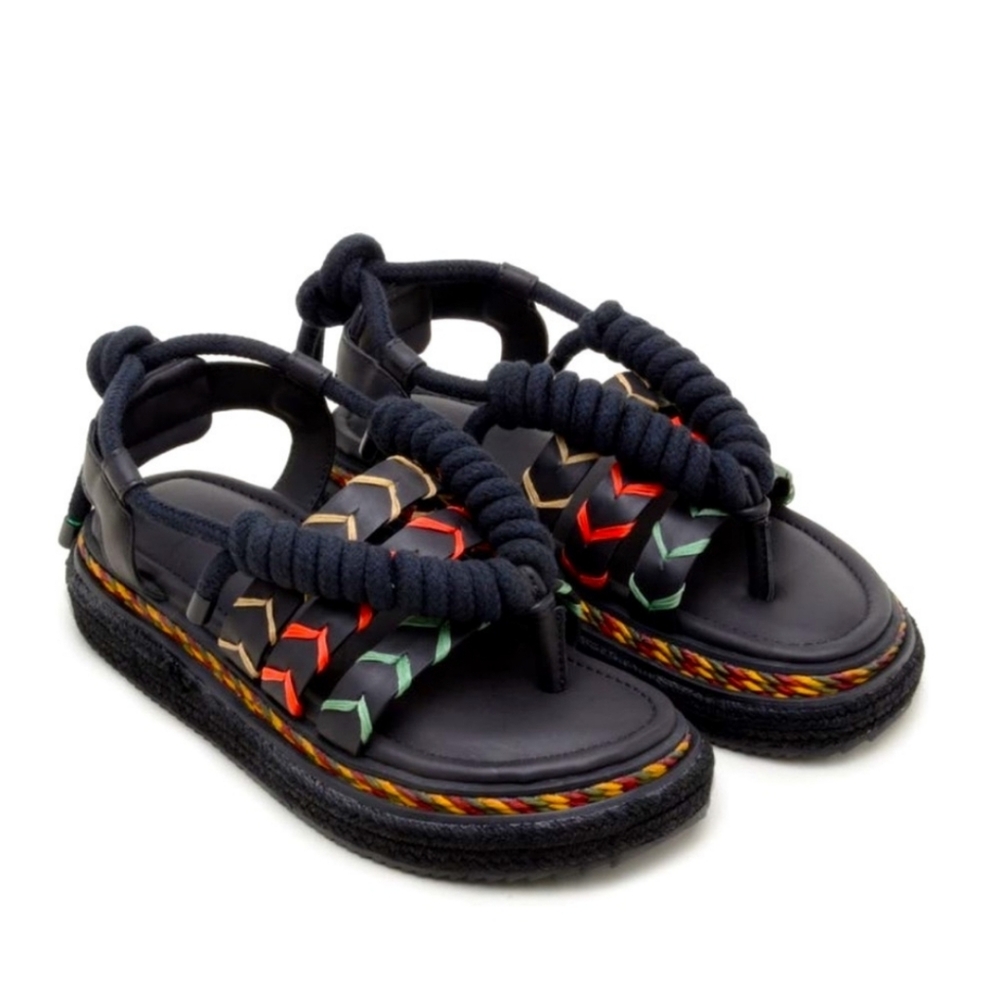 NWT FARM Rio Vegan Leather Flatform Twist Tie Wrap Sandals